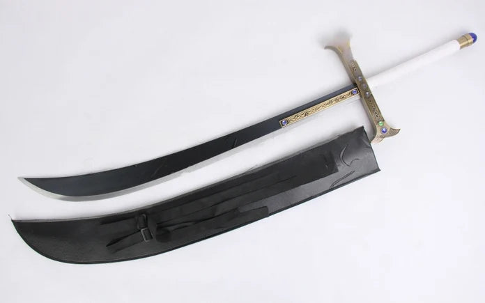 One Piece, Mihawk's Yoru sword, also known as the "Night Eagle Eye" or "Black Blade." This is the sword wielded by Dracule "Hawk-Eye" Mihawk, one of the Seven Warlords of the Sea.