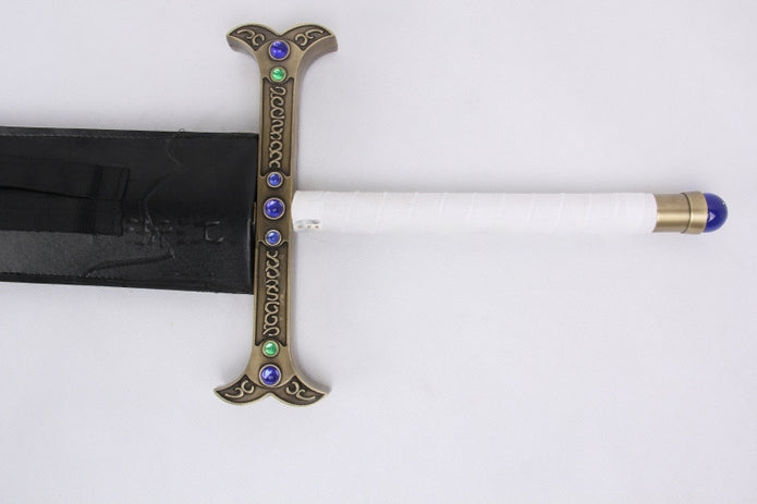 One Piece, Mihawk's Yoru sword, also known as the "Night Eagle Eye" or "Black Blade." This is the sword wielded by Dracule "Hawk-Eye" Mihawk, one of the Seven Warlords of the Sea.