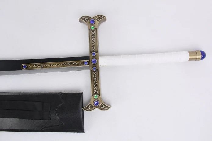 One Piece, Mihawk's Yoru sword, also known as the "Night Eagle Eye" or "Black Blade." This is the sword wielded by Dracule "Hawk-Eye" Mihawk, one of the Seven Warlords of the Sea.