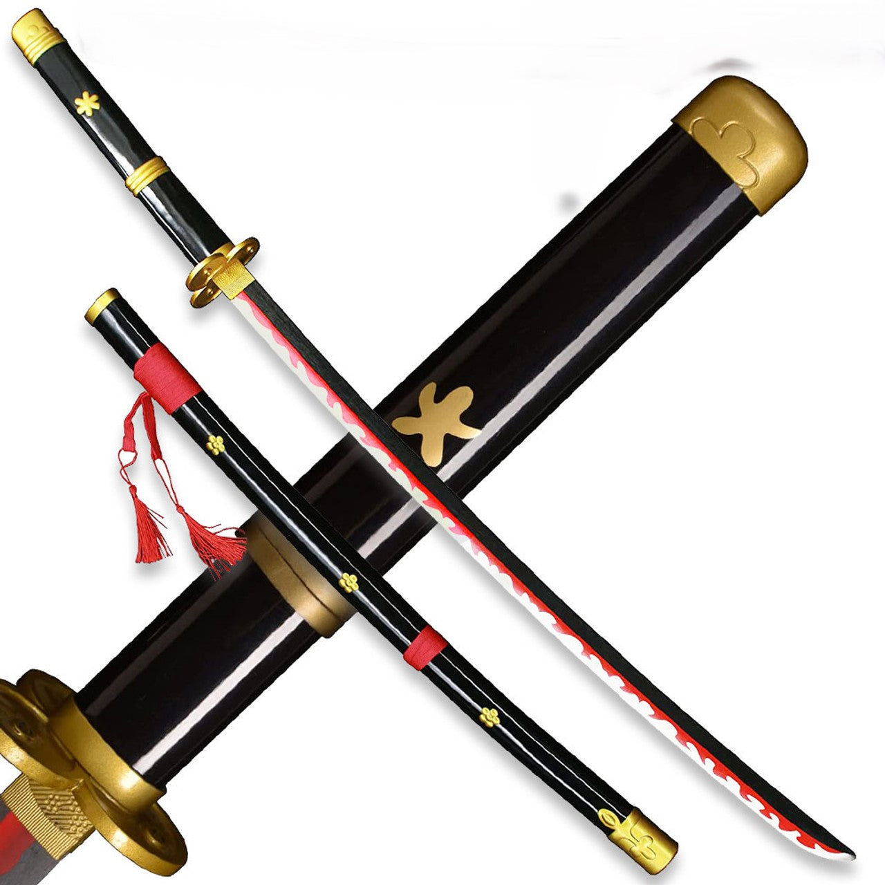 One Piece - Roronoa Zoro's Black "Enma" Wood Sword Katana w/Plastic Scabbard
