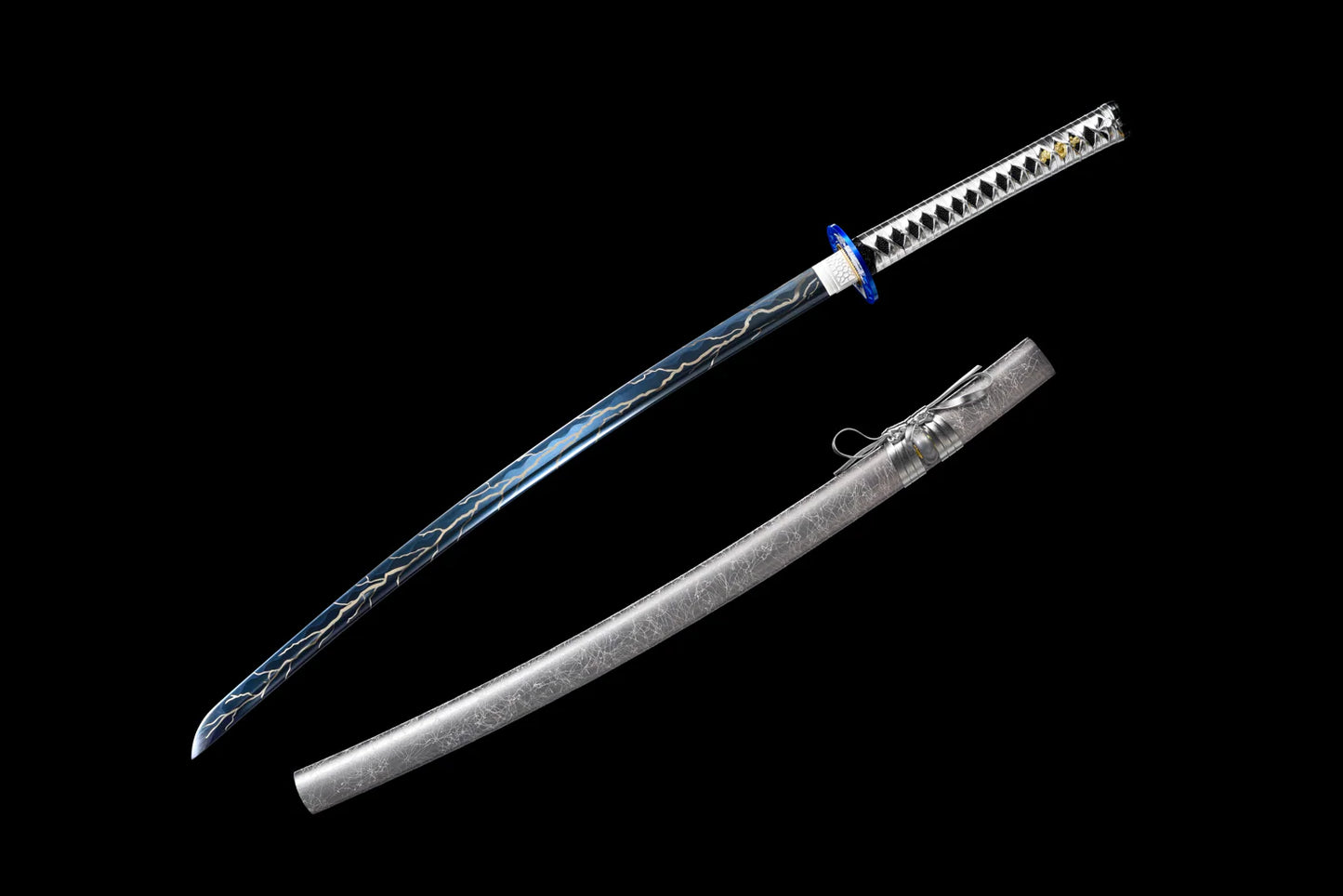 100% Handmade Sword - Fully Functional Samurai Katana Sword, Sharp 1045 Carbon Steel Blade, Hand Forged Clay Tempered, Full Tang, Black Scabbard, Certificate