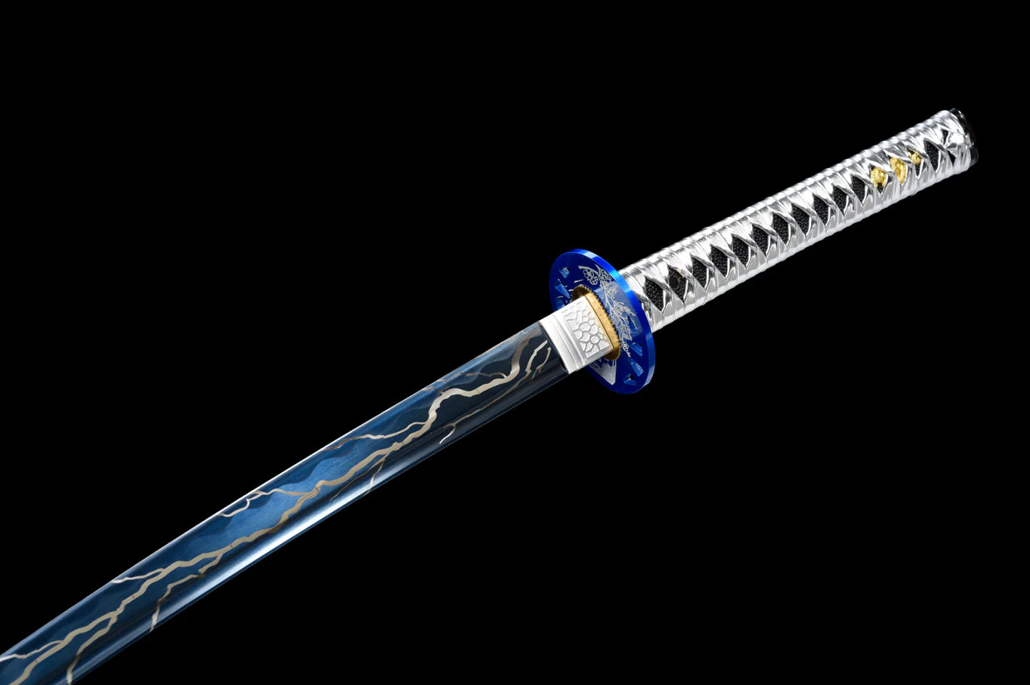 100% Handmade Sword - Fully Functional Samurai Katana Sword, Sharp 1045 Carbon Steel Blade, Hand Forged Clay Tempered, Full Tang, Black Scabbard, Certificate
