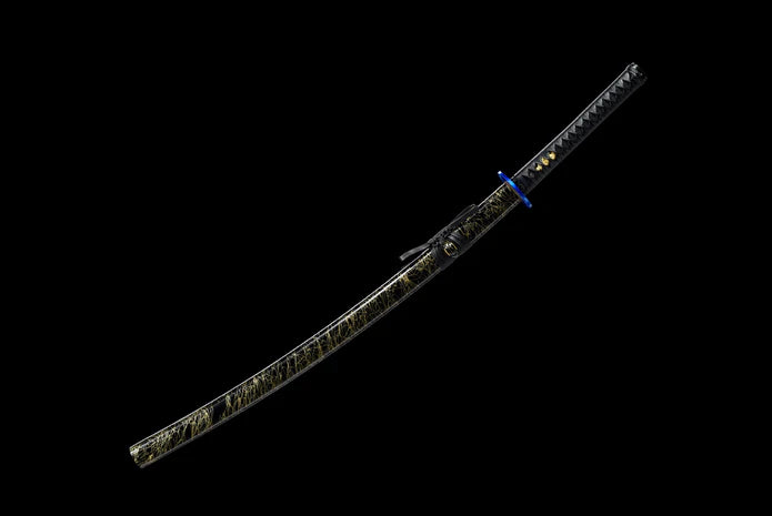 100% Handmade Sword - Fully Functional Samurai Katana Sword, Sharp 1045 Carbon Steel Blade, Hand Forged Clay Tempered, Full Tang, Black Scabbard, Certificate