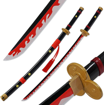 One Piece - Roronoa Zoro's Black "Enma" Wood Sword Katana w/Plastic Scabbard