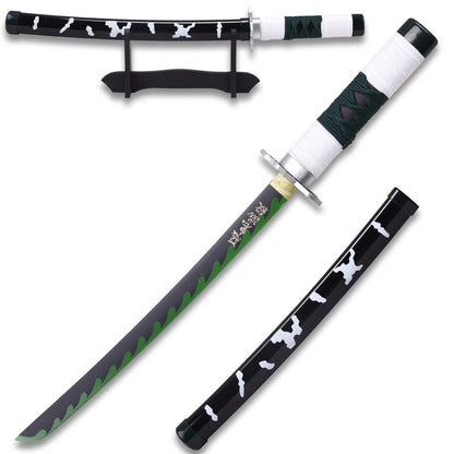 Demon Slayer - 16.5 Inches Sanemi Shinazugawa Green Nichirin Sword Katana Metal Not Sharp