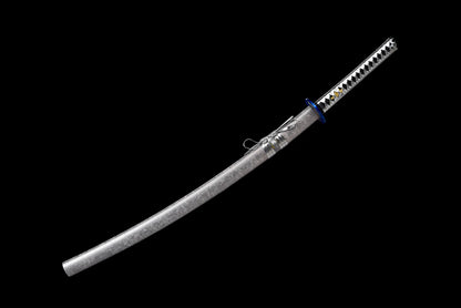 100% Handmade Sword - Fully Functional Samurai Katana Sword, Sharp 1045 Carbon Steel Blade, Hand Forged Clay Tempered, Full Tang, Black Scabbard, Certificate