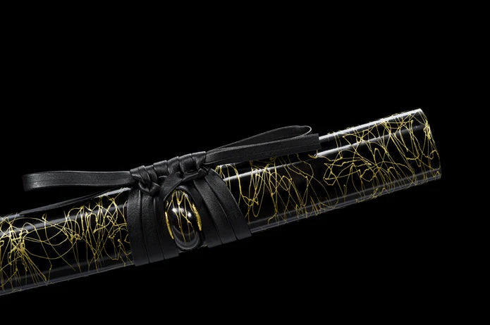 100% Handmade Sword - Fully Functional Samurai Katana Sword, Sharp 1045 Carbon Steel Blade, Hand Forged Clay Tempered, Full Tang, Black Scabbard, Certificate