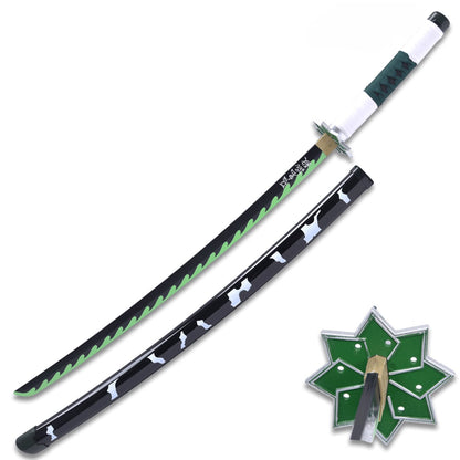 DEMON SLAYER - Sanemi Shinazugawa Green Nichirin Wood Sword Katana w/Plastic Scabbard